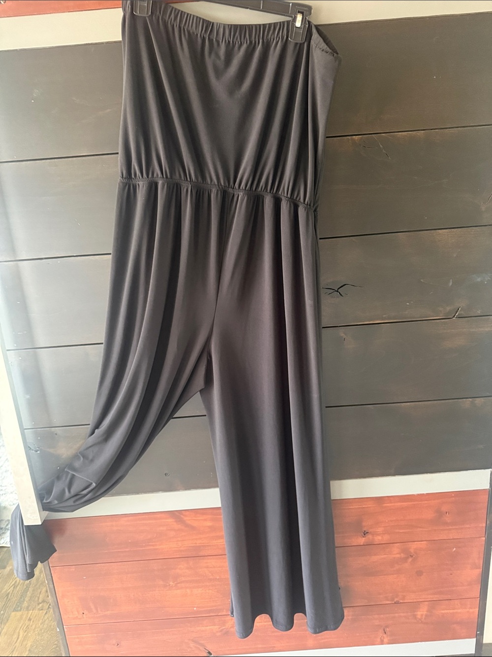 Lane Bryant Black Strapless Wide-Leg Jumpsuit